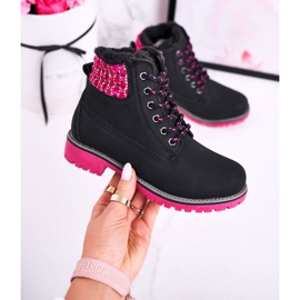 Apawwa Botas Infantiles Trappers Aisladas con Piel Selva Negra negro rosado 3
