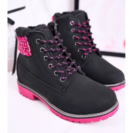 Apawwa Botas Infantiles Trappers Aisladas con Piel Selva Negra negro rosado 5