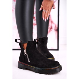 Botines chelsea de mujer con pespuntes de colores ante negro Addison 2