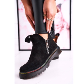 Botines chelsea de mujer con pespuntes de colores ante negro Addison 3