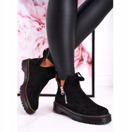 Botines chelsea de mujer con pespuntes de colores ante negro Addison 4