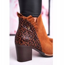 Botas de mujer de piel con tacón alto Maciejka Red 04833 marrón 1