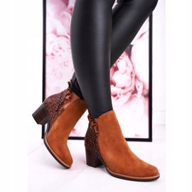Botas de mujer de piel con tacón alto Maciejka Red 04833 marrón 3