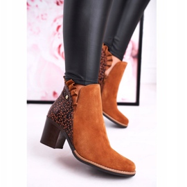 Botas de mujer de piel con tacón alto Maciejka Red 04833 marrón 4