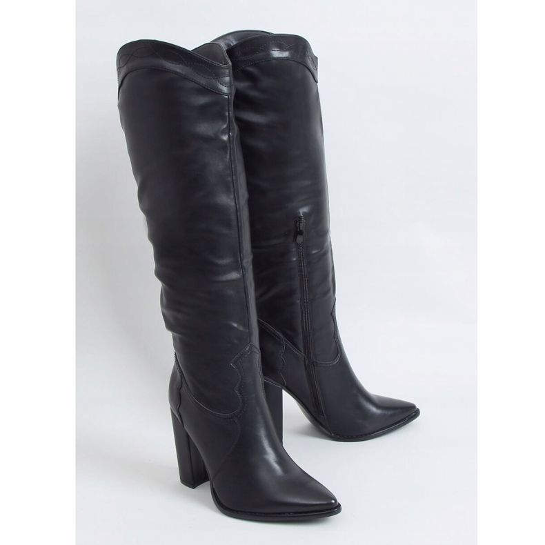 Botas con acento vaquero negro RB81P Negro 1 Botas con acento vaquero negro RB81P Negro 1