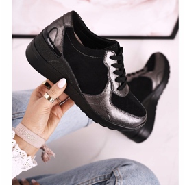 S.Barski Zapatillas de Mujer en Piel con Cuña Negro Roxette 5