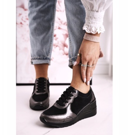 S.Barski Zapatillas de Mujer en Piel con Cuña Negro Roxette 2