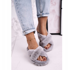 FJ1 Pantuflas De Piel Para Mujer Gris Cozy Time 2