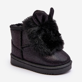 Botas de nieve negras para niños con piel con refriegas negro 3