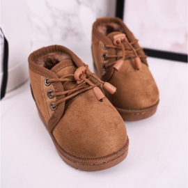 Botas de nieve con cordones para niños calentadas con piel Brown Hunter marrón 4