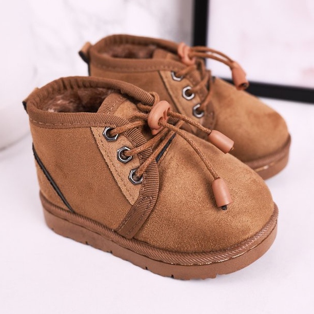 Botas de nieve con cordones para niños calentadas con piel Brown Hunter marrón 2 Botas de nieve con cordones para niños calentadas con piel Brown Hunter marrón 2