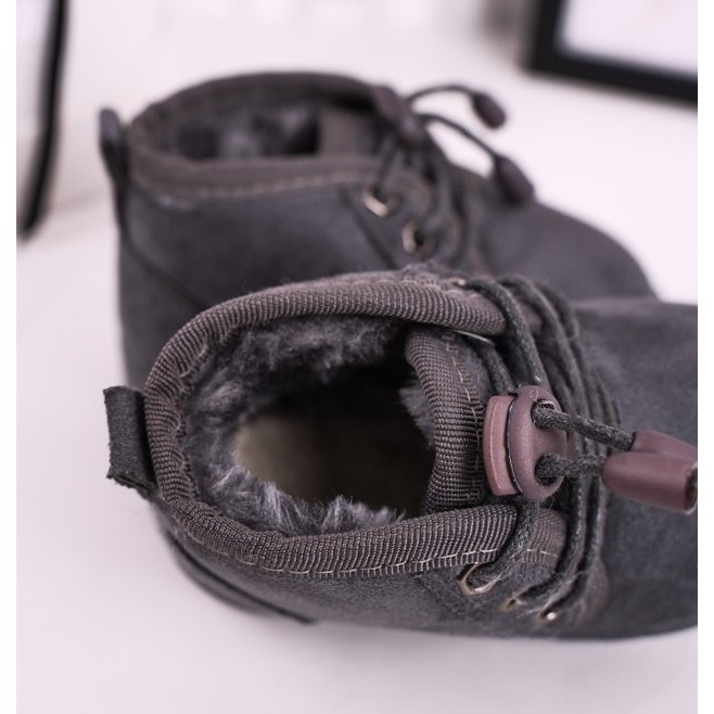 Botas de nieve con cordones para niños calentadas con piel Grey Hunter gris 1