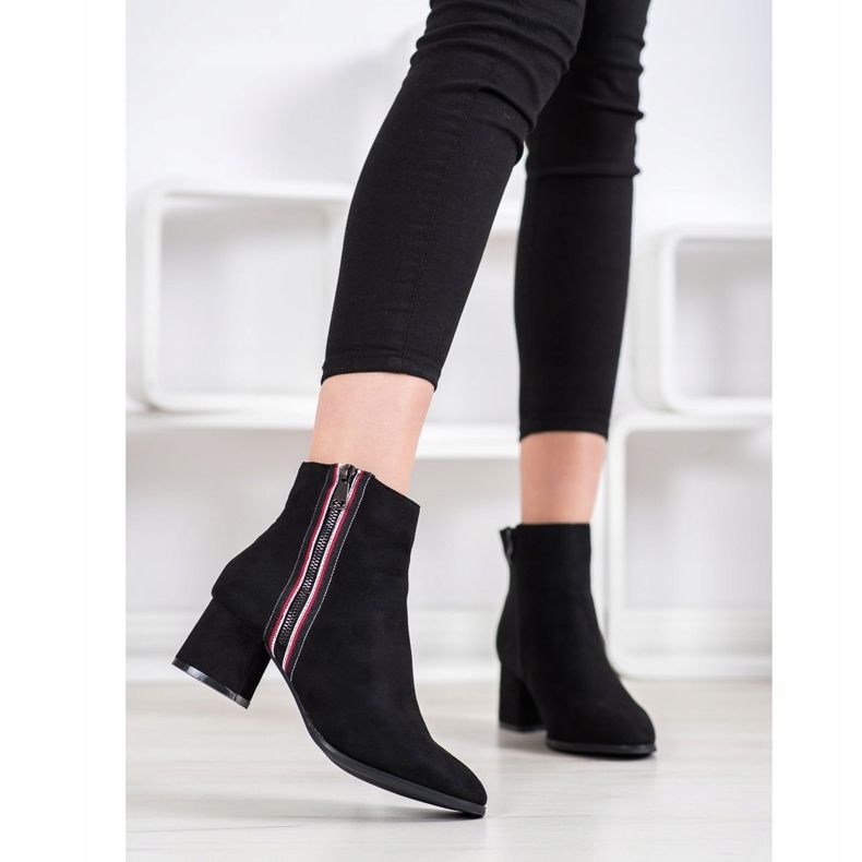 M.Daszyński Botas de ante con cremallera decorativa negro 1