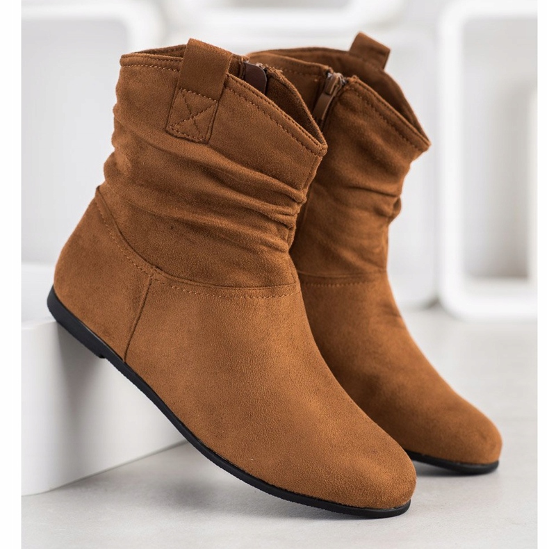 SHELOVET Botines casuales de gamuza marrón 2