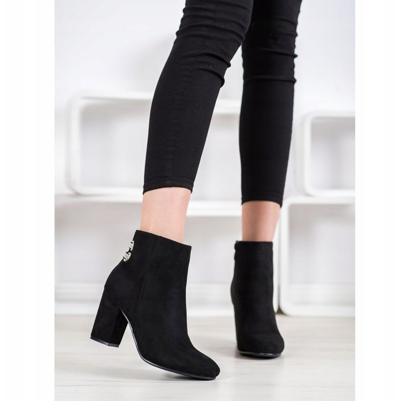 SHELOVET Botas elegantes con circonita cúbica negro 1