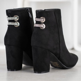 SHELOVET Botas elegantes con circonita cúbica negro 2