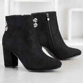 SHELOVET Botas elegantes con circonita cúbica negro 3