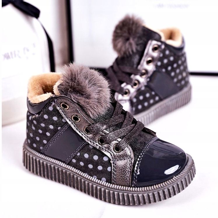 Linshi Botas Calientes Infantiles Zapatillas Deportivas En Lunares Gris Anastasia plata 2