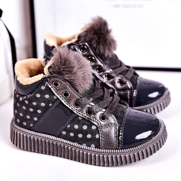 Linshi Botas Calientes Infantiles Zapatillas Deportivas En Lunares Gris Anastasia plata 1