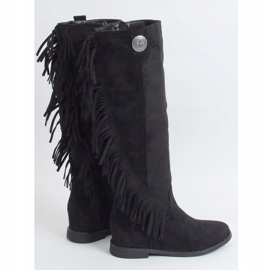 Botas con flecos, cuña oculta negro ST-28P Negro 1