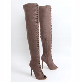 Botas sobre la rodilla punta abierta khaki JM-67 Khaki beige 1