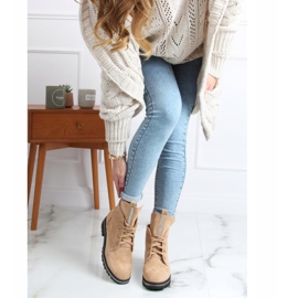 Botas de mujer con cordones beige NC1035 Khaki plata 3