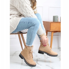 Botas de mujer con cordones beige NC1035 Khaki plata 5
