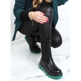 Negro Botas de moto YK05 NEGRO / VERDE 4