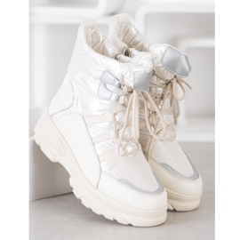 SHELOVET Botas de nieve deportivas cálidas blanco plata 3