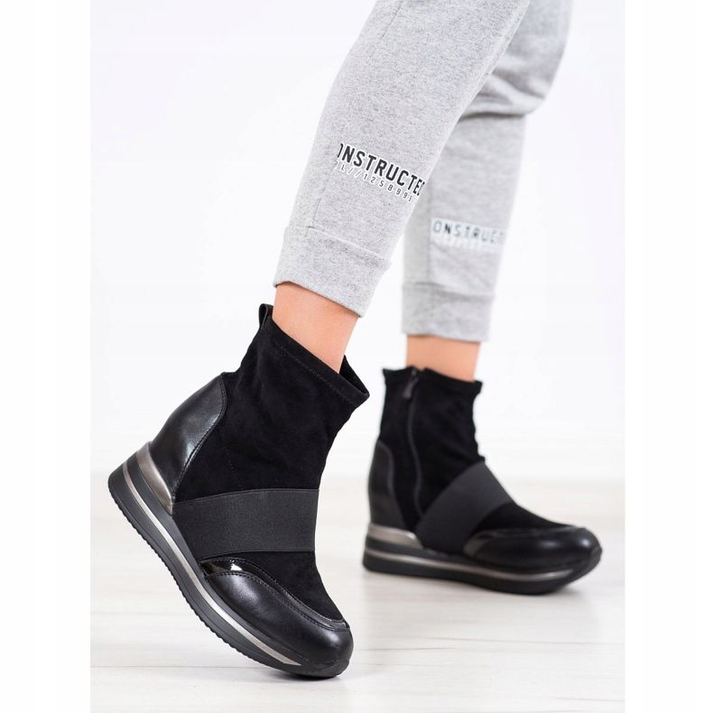 SHELOVET Botas de cuña de moda negro 2 SHELOVET Botas de cuña de moda negro 2