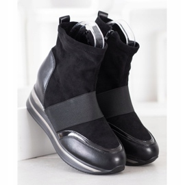 SHELOVET Botas de cuña de moda negro 3