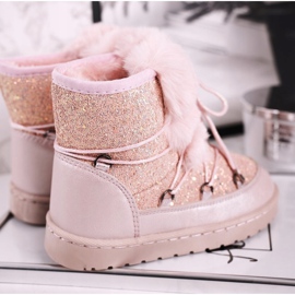 FRROCK Botas de nieve para niños con piel de Minnie Mouse rosa plata 3