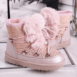 FRROCK Botas De Nieve Para Niños Con Pelo Rosa rosado plata 6