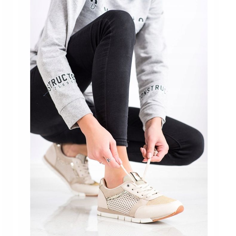 Kylie Calzado deportivo calado beige dorado 1