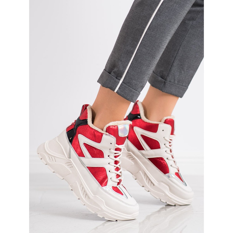 Seastar Botines deportivos de moda blanco negro rojo 1