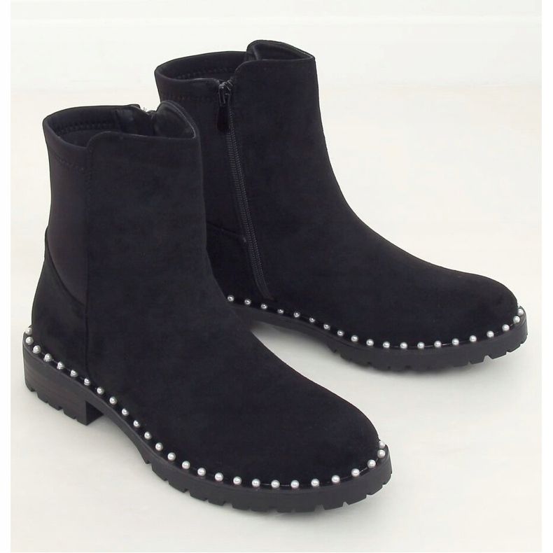 Botines Chelsea negros con perlas RQ336 Negro 1