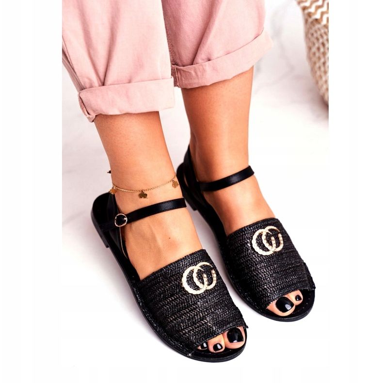 Sandalias Planas Mujer Negras Lu Boo Trenzadas Felicia negro 4