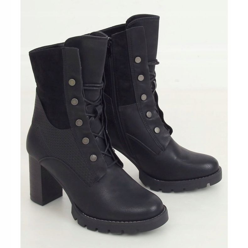 Botas negras con cordones de tacón alto 1213GA Black negro 2