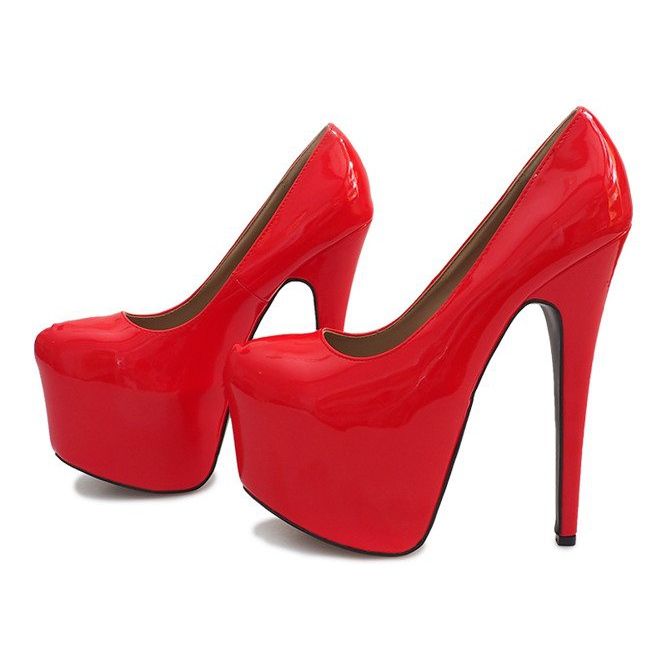 Pasadores lacados altos en la plataforma roja D905 rojo 2