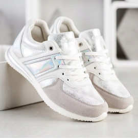 Goodin Zapatos deportivos con estilo blanco plata gris 3