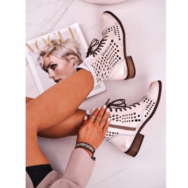 Nicole Botas de mujer de piel calada blanca Abigail blanco 3