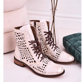 Nicole Botas de mujer de piel calada blanca Abigail blanco 4