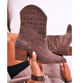 Nicole De Mujer Botas Vaqueras Con Tacón Ante Marrón Emily 3