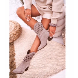 Nicole Botas Vaqueras De Mujer Con Tacón Ante Cappuccino Emily beige 5