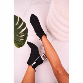 Nicole Botas De Mujer Con Tacón Plateado Ante Negro Norah 3
