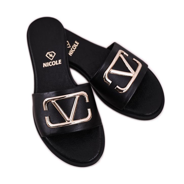 Nicole Pantuflas Clásicas Mujer Piel Negra Evie negro 1 Nicole Pantuflas Clásicas Mujer Piel Negra Evie negro 1