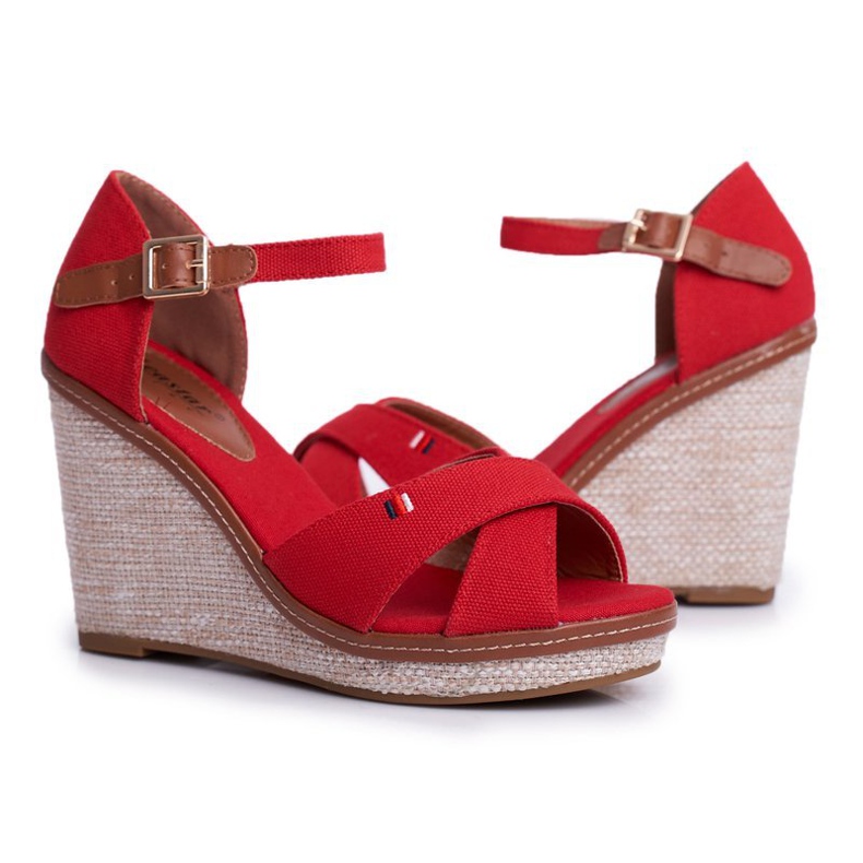 SEA Sandalias Mujer Con Cuña Rojo LaMane beige 2