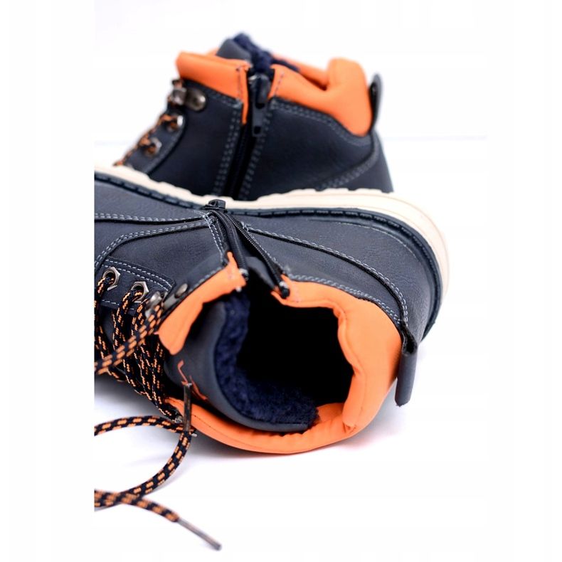 Vico Botas cálidas para niño azul marino con vellón Billy naranja 3