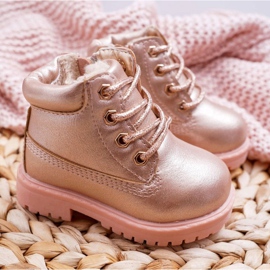 Niños Trappers Botas Calientes Champagne Dexter rosa 1