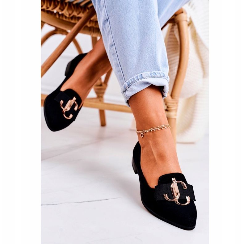 Nicole Mocasines de ante de mujer Bailarinas Mary-Jane negras negro 1